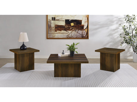 Devar Dark Pine 3-piece Square Coffee and End Table Set - Ornate Home