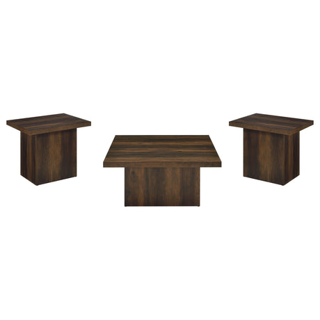 Devar Dark Pine 3-piece Square Coffee and End Table Set - Ornate Home