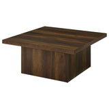 Devar Dark Pine Square Engineered Wood Cocktail Coffee Table - Ornate Home