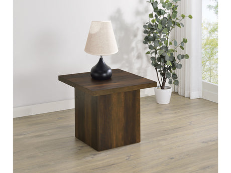 Devar Dark Pine Square Engineered Wood Side End Table - Ornate Home