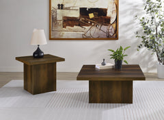 Devar Dark Pine Square Engineered Wood Side End Table - Ornate Home
