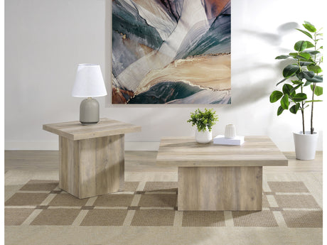 Devar Distressed Pine 2-piece Square Coffee End Table Set - Ornate Home