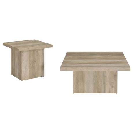 Devar Distressed Pine 2-piece Square Coffee End Table Set - Ornate Home