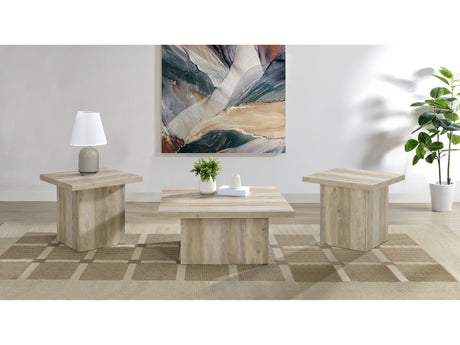 Devar Distressed Pine 3-piece Square Coffee End Table Set - Ornate Home