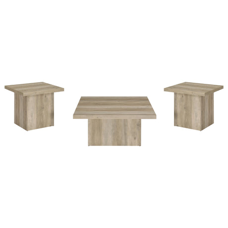 Devar Distressed Pine 3-piece Square Coffee End Table Set - Ornate Home