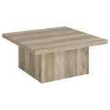 Devar Distressed Pine Square Engineered Wood Coffee Table - Ornate Home
