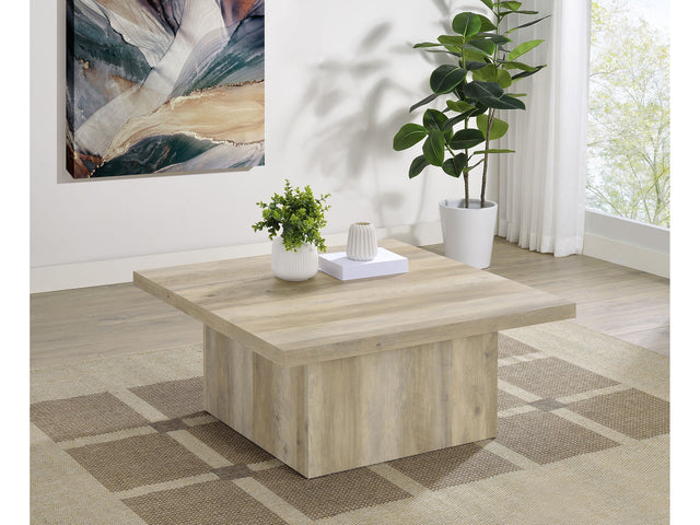 Devar Distressed Pine Square Engineered Wood Coffee Table - Ornate Home
