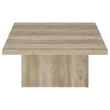 Devar Distressed Pine Square Engineered Wood Coffee Table - Ornate Home