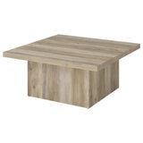 Devar Distressed Pine Square Engineered Wood Coffee Table - Ornate Home