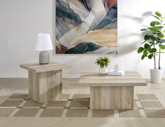 Devar Distressed Pine Square Engineered Wood End Table - Ornate Home