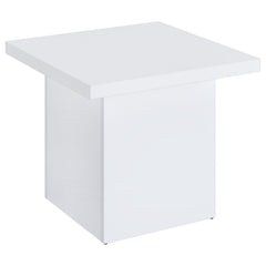 Devar White High Gloss 3-piece Square Coffee End Table Set - Ornate Home