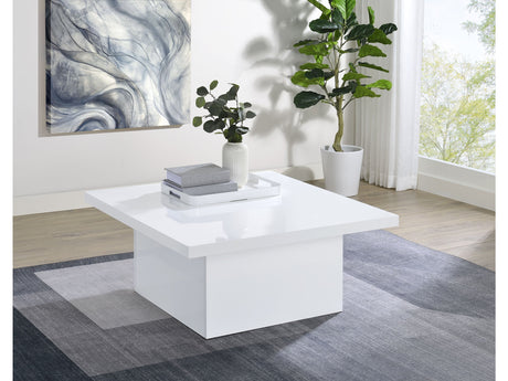 Devar White High Gloss Square Engineered Wood Coffee Table - Ornate Home