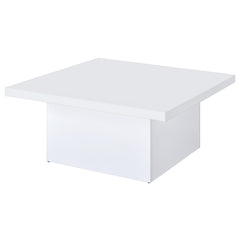 Devar White High Gloss Square Engineered Wood Coffee Table - Ornate Home