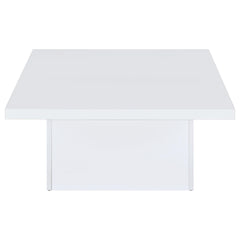 Devar White High Gloss Square Engineered Wood Coffee Table - Ornate Home