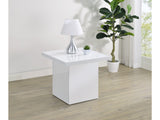 Devar White High Gloss Square Engineered Wood Side End Table - Ornate Home