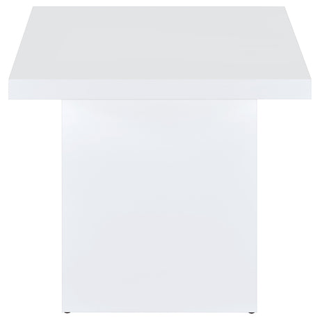 Devar White High Gloss Square Engineered Wood Side End Table - Ornate Home