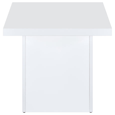 Devar White High Gloss Square Engineered Wood Side End Table - Ornate Home