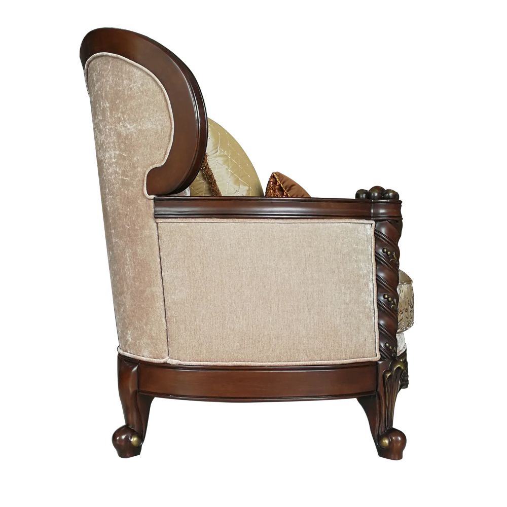 Devayne Chair with 2 Pillows in Dark Walnut 50687 - Ornate Home