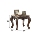 Devayne End Table in Marble/Dark Walnut - Ornate Home