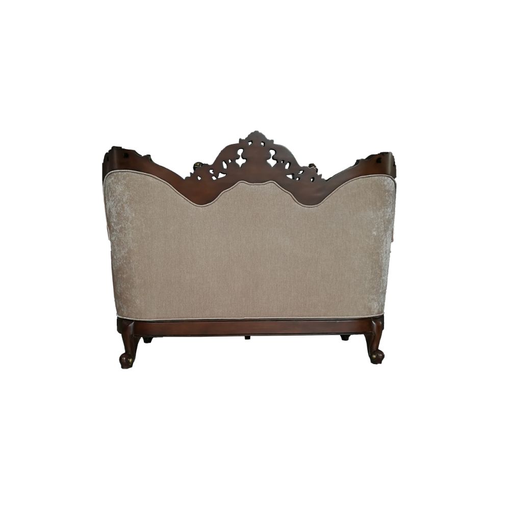 Devayne Loveseat with 4 Pillows in Dark Walnut - Ornate Home