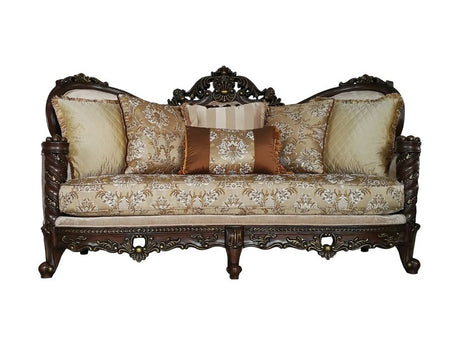 Devayne Sofa with 6 Pillows in Dark Walnut - Ornate Home