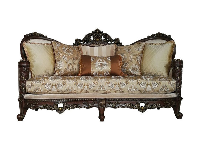 Devayne Sofa with 6 Pillows in Dark Walnut - Ornate Home