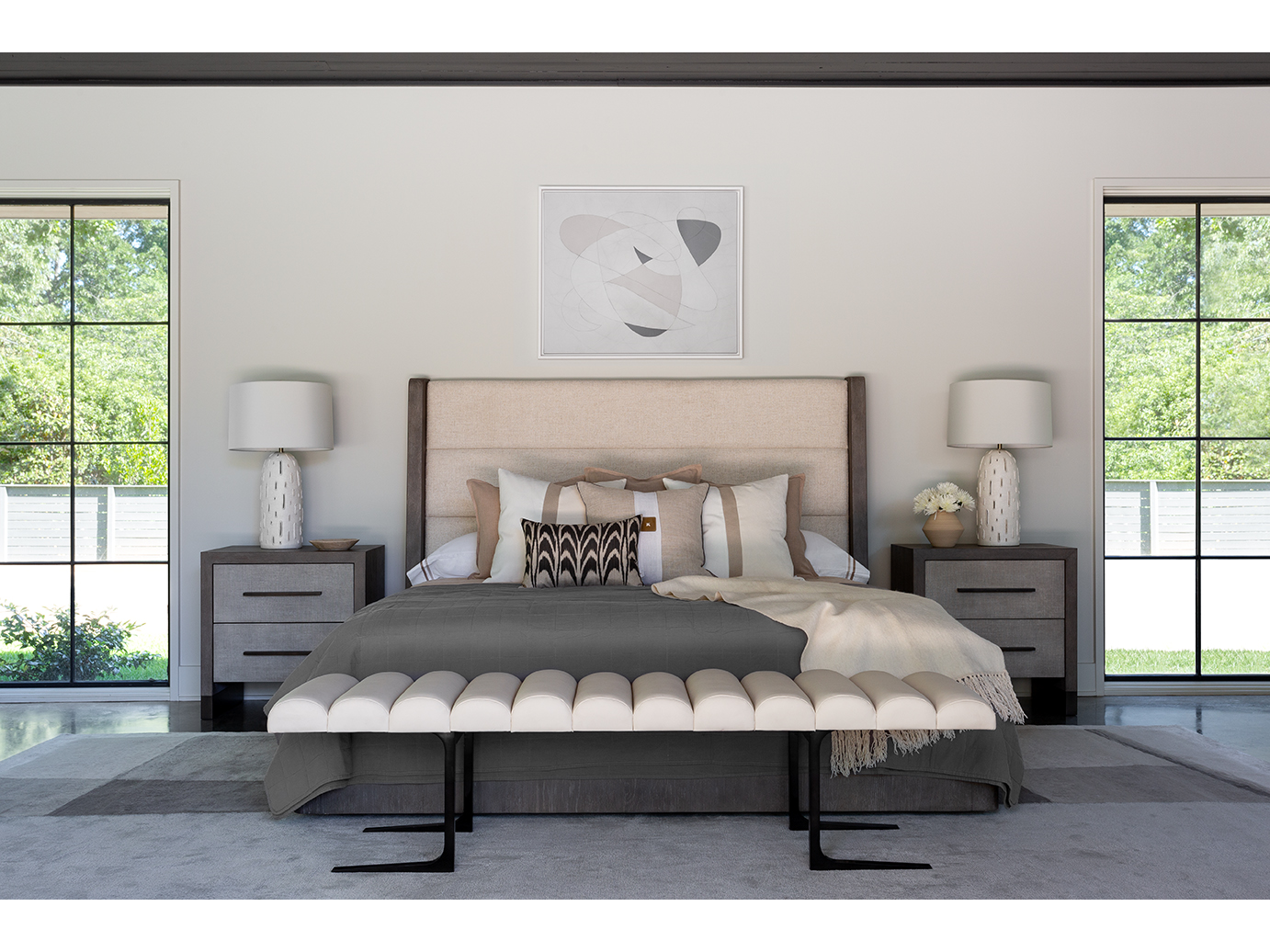 Devereux Sand/Black Bedroom Bench - Ornate Home