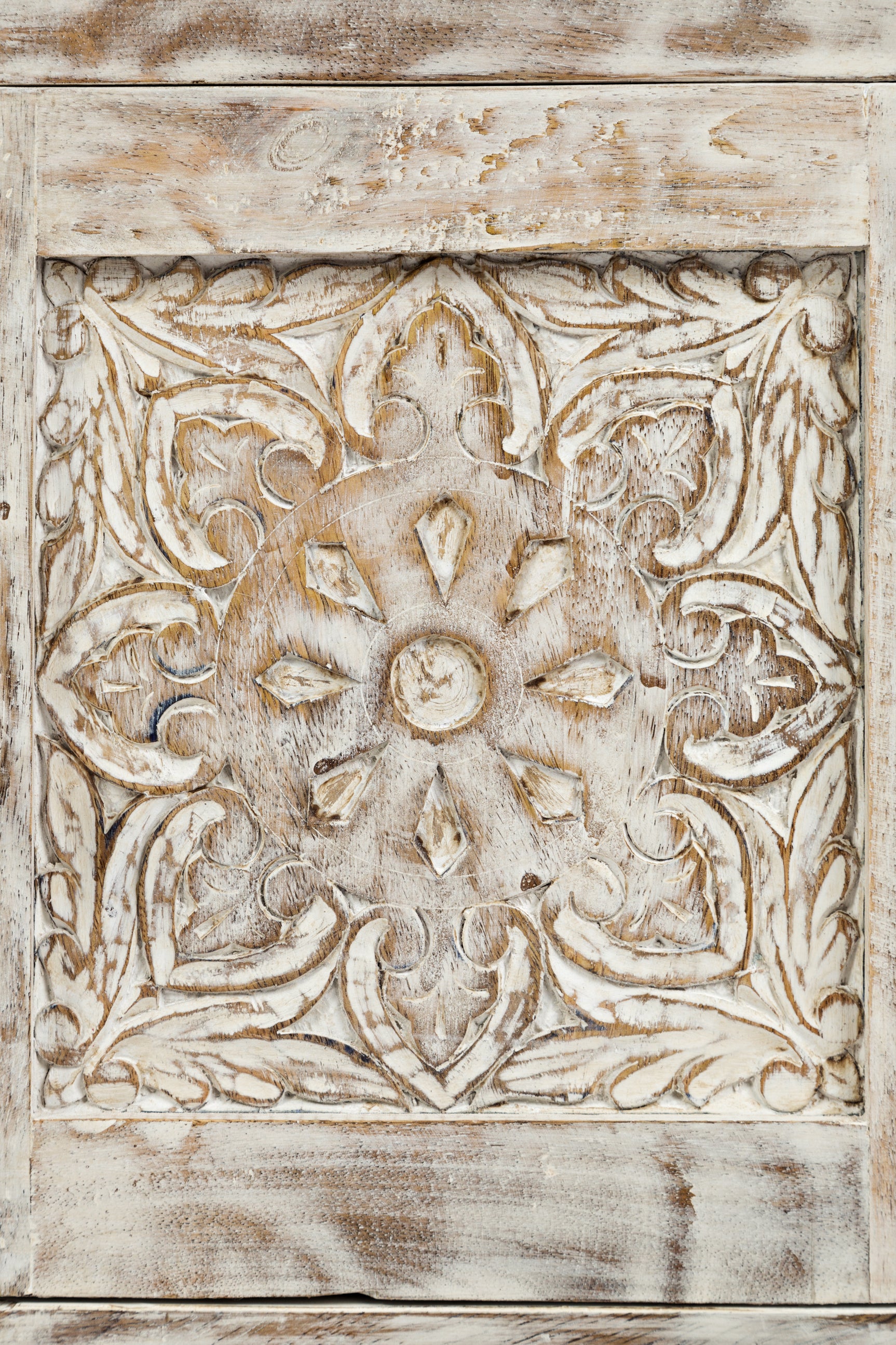Devi Weathered White Accent Table - Ornate Home