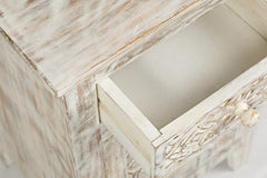 Devi Weathered White Accent Table - Ornate Home