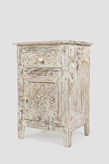 Devi Weathered White Accent Table - Ornate Home