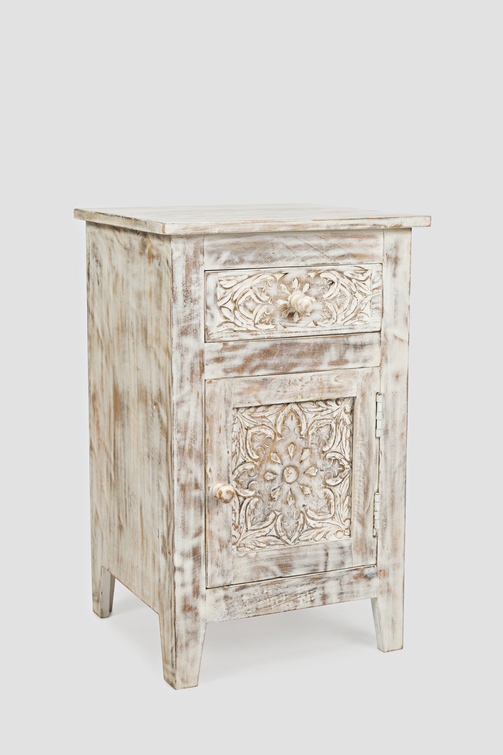 Devi Weathered White Accent Table - Ornate Home