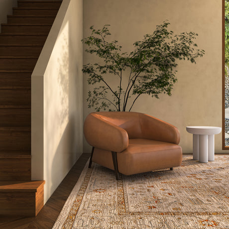 Devlin Tan Leather Lounge Chair - Ornate Home