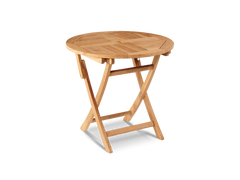 Devon 3-Piece Round Teak Outdoor Bistro Set with Folding Table and Folding Armchairs - Ornate Home