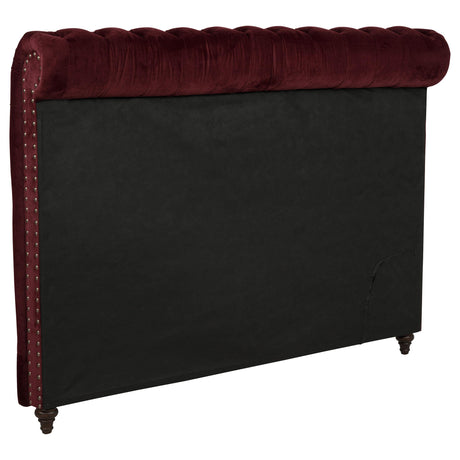 Devon Wine Red 57-inch Upholstered California King Headboard - Ornate Home