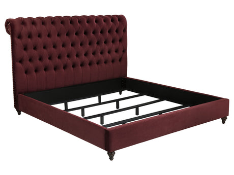 Devon Wine Red Upholstered California King Panel Bed - Ornate Home
