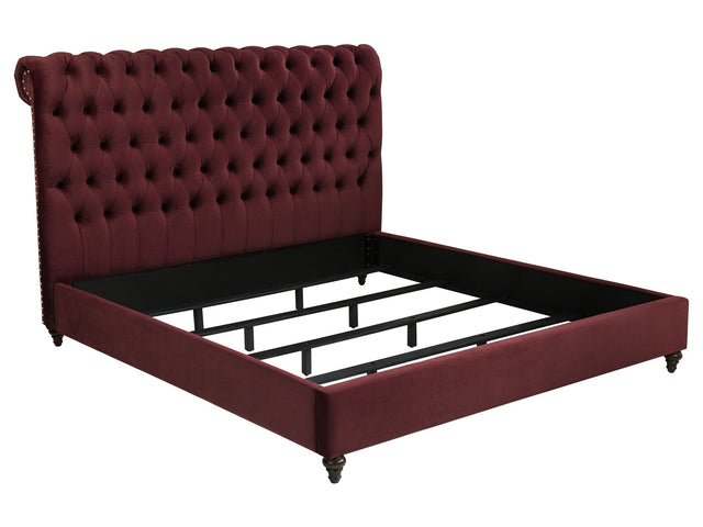 Devon Wine Red Upholstered California King Panel Bed - Ornate Home