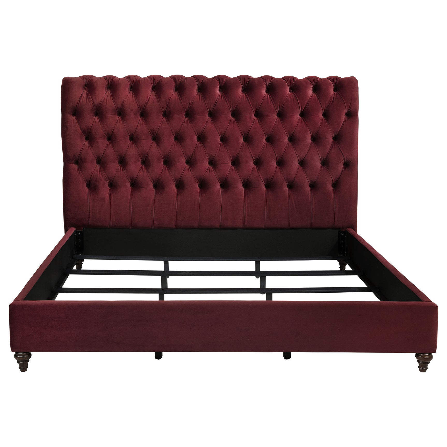 Devon Wine Red Upholstered California King Panel Bed - Ornate Home