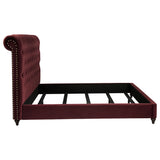 Devon Wine Red Upholstered California King Panel Bed - Ornate Home