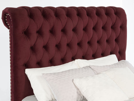 Devon Wine Red Upholstered California King Panel Bed - Ornate Home