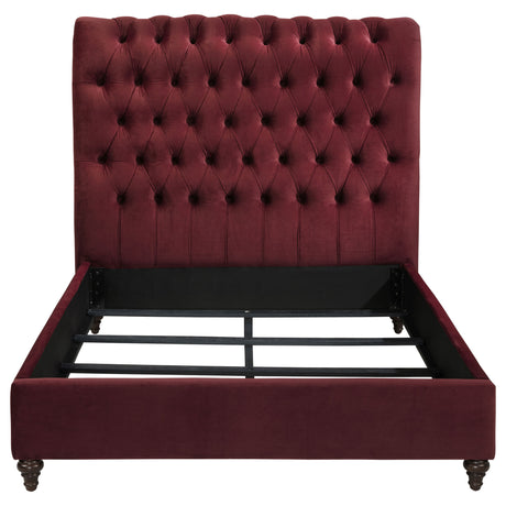Devon Wine Red Upholstered Full Panel Bed - Ornate Home