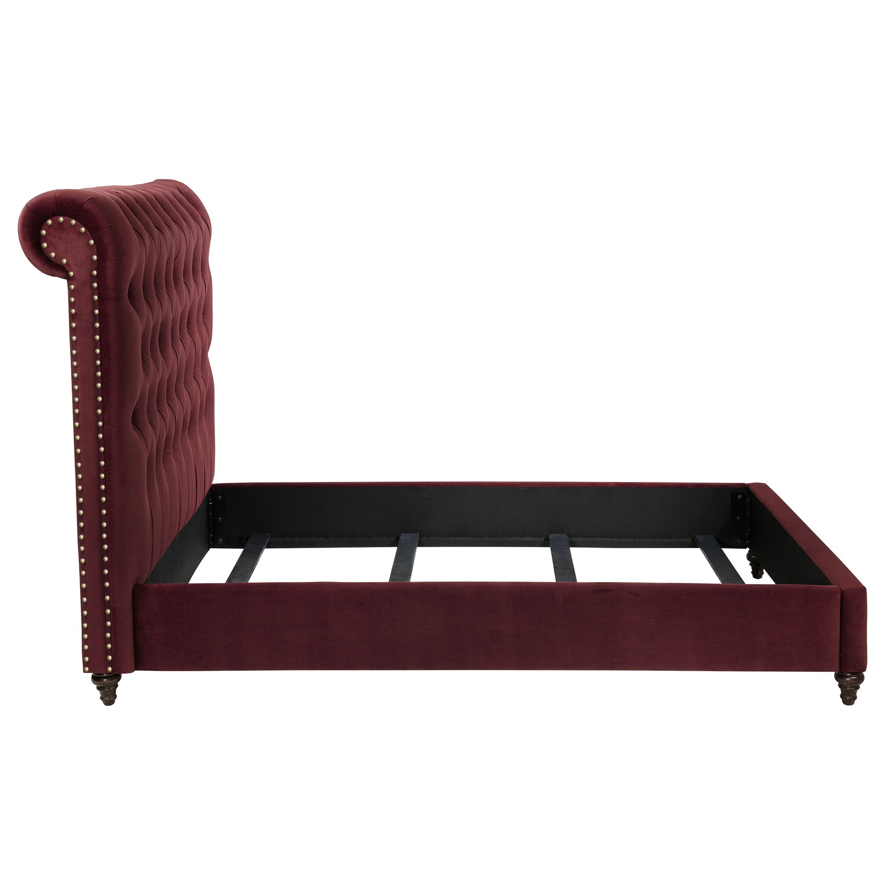 Devon Wine Red Upholstered Full Panel Bed - Ornate Home