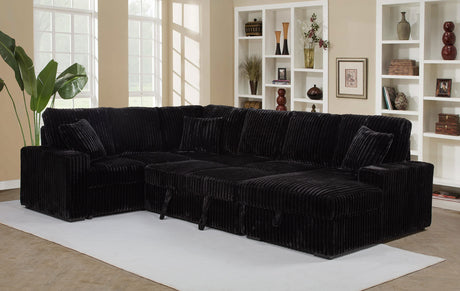 Devonshire Black Sleeper Sectional Sofa Storage Chaise - Ornate Home