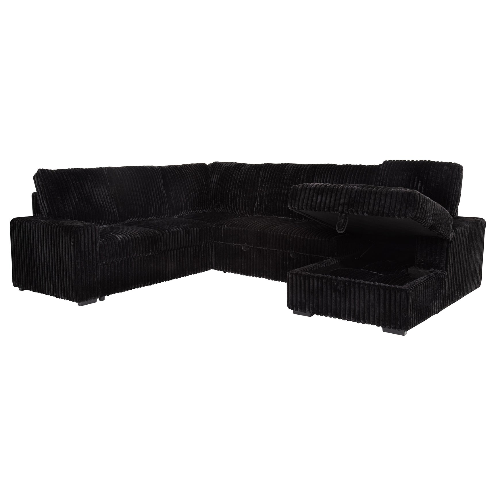 Devonshire Black Sleeper Sectional Sofa Storage Chaise - Ornate Home