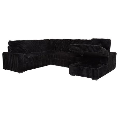 Devonshire Black Sleeper Sectional Sofa Storage Chaise - Ornate Home