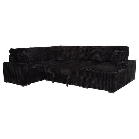 Devonshire Black Sleeper Sectional Sofa Storage Chaise - Ornate Home