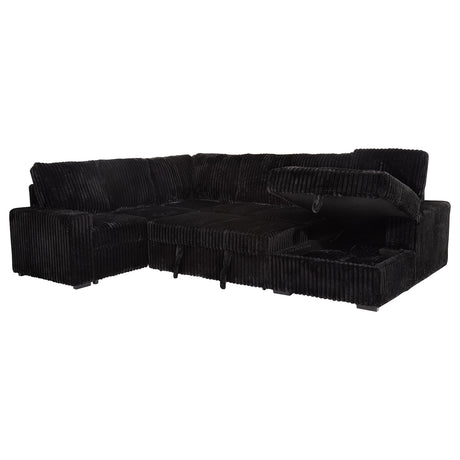 Devonshire Black Sleeper Sectional Sofa Storage Chaise - Ornate Home