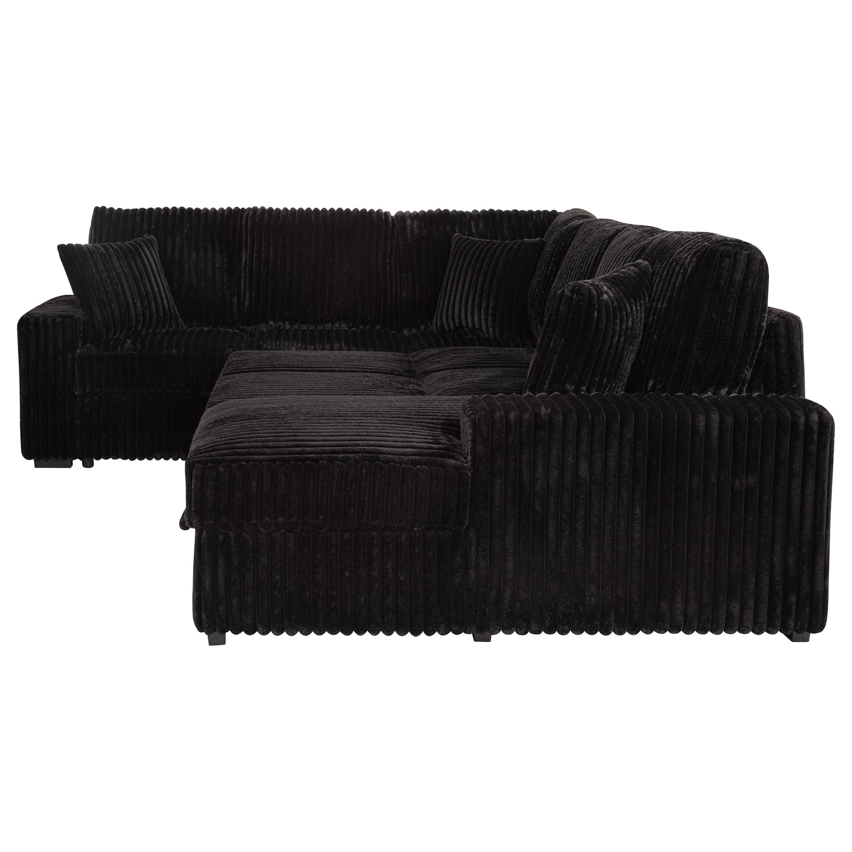 Devonshire Black Sleeper Sectional Sofa Storage Chaise - Ornate Home