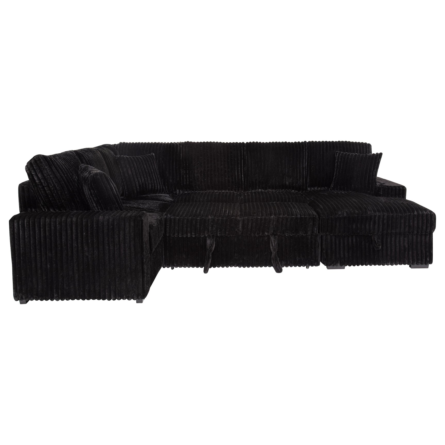 Devonshire Black Sleeper Sectional Sofa Storage Chaise - Ornate Home