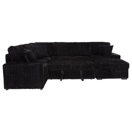 Devonshire Black Sleeper Sectional Sofa Storage Chaise - Ornate Home