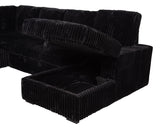 Devonshire Black Sleeper Sectional Sofa Storage Chaise - Ornate Home